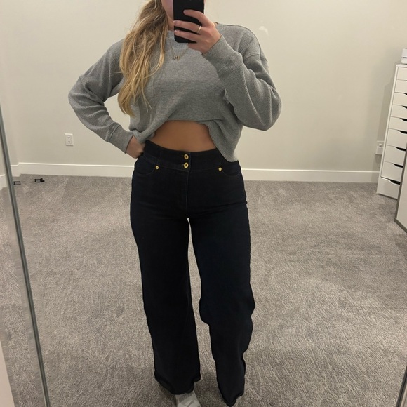 INC International Concepts Dark Blue high waisted Wide-Leg Jeans - Picture 1 of 5